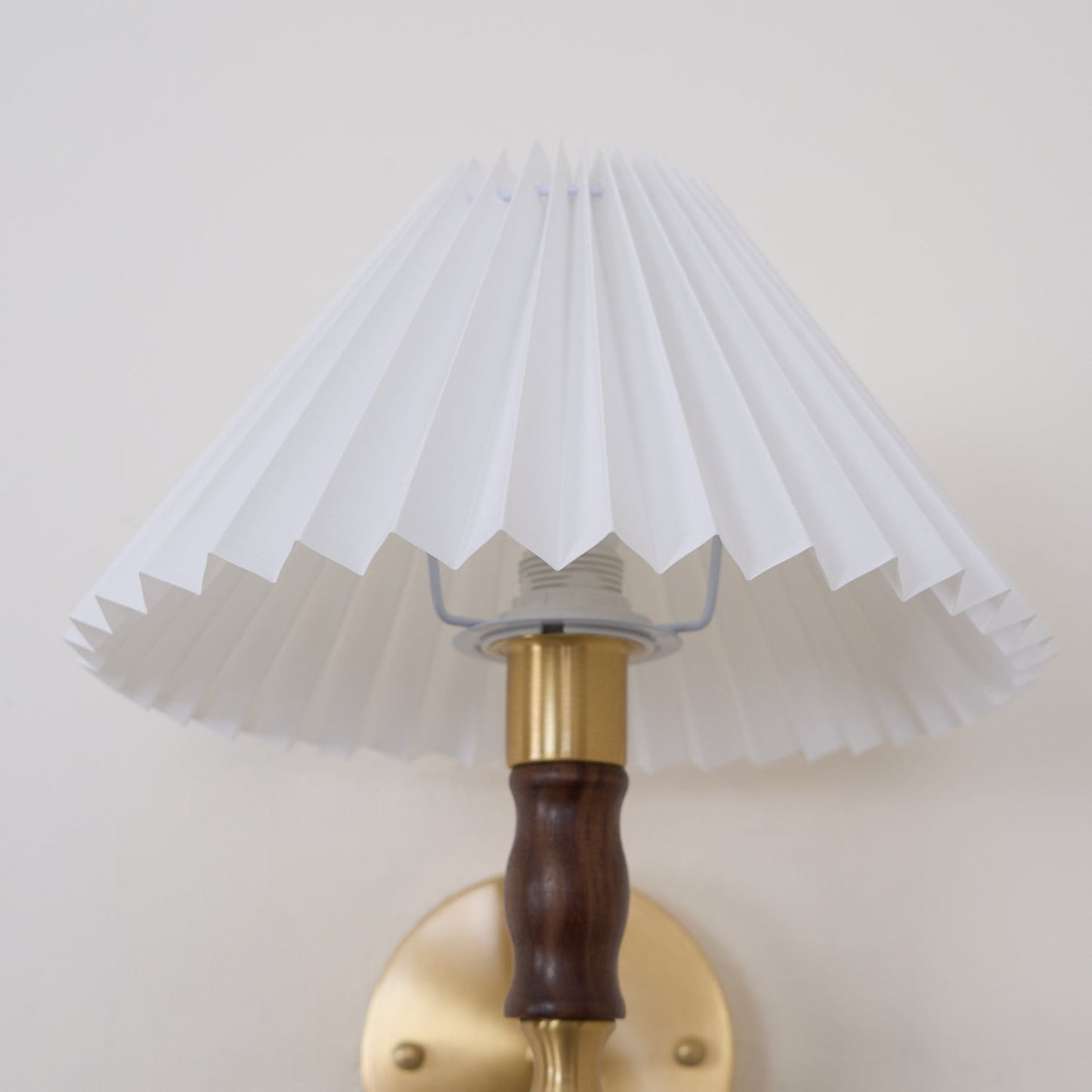 Selene | Wall Sconce Walnut Wood Pleated Shade Bedroom Bedside Light