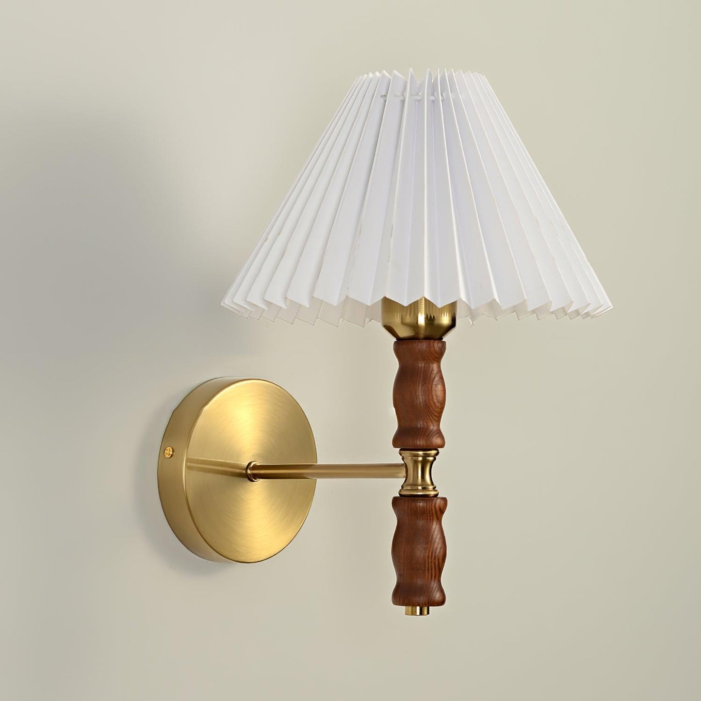 Selene | Wall Sconce Walnut Wood Pleated Shade Bedroom Bedside Light