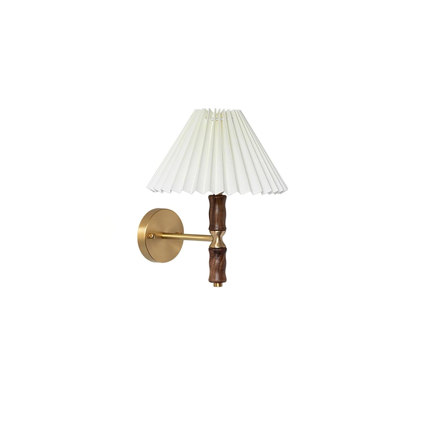 Selene | Wall Sconce Walnut Wood Pleated Shade Bedroom Bedside Light