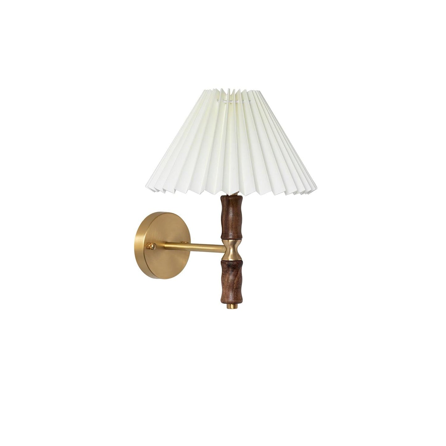 Selene | Wall Sconce Walnut Wood Pleated Shade Bedroom Bedside Light
