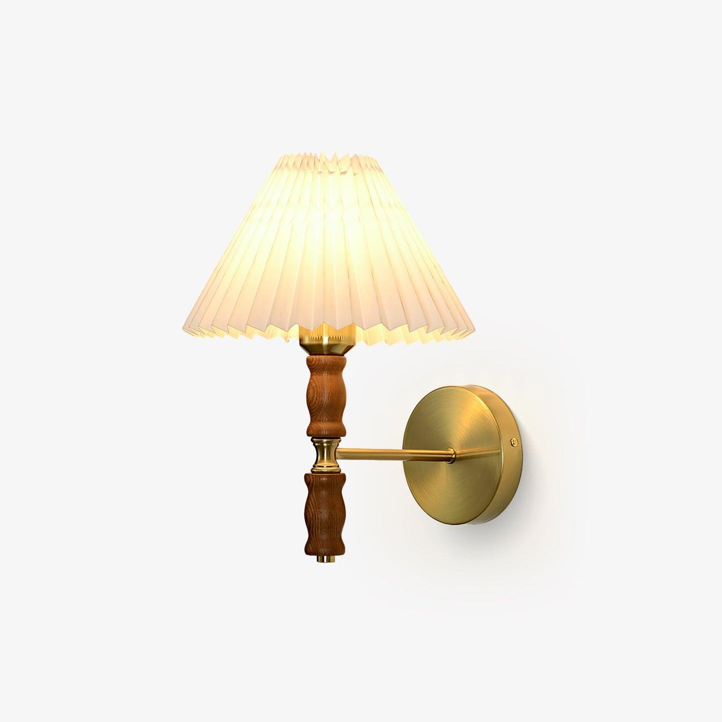 Selene | Wall Sconce Walnut Wood Pleated Shade Bedroom Bedside Light