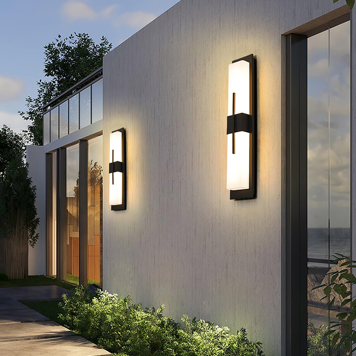 Thalor | Alabaster Contemporary LED Outdoor Wall Light