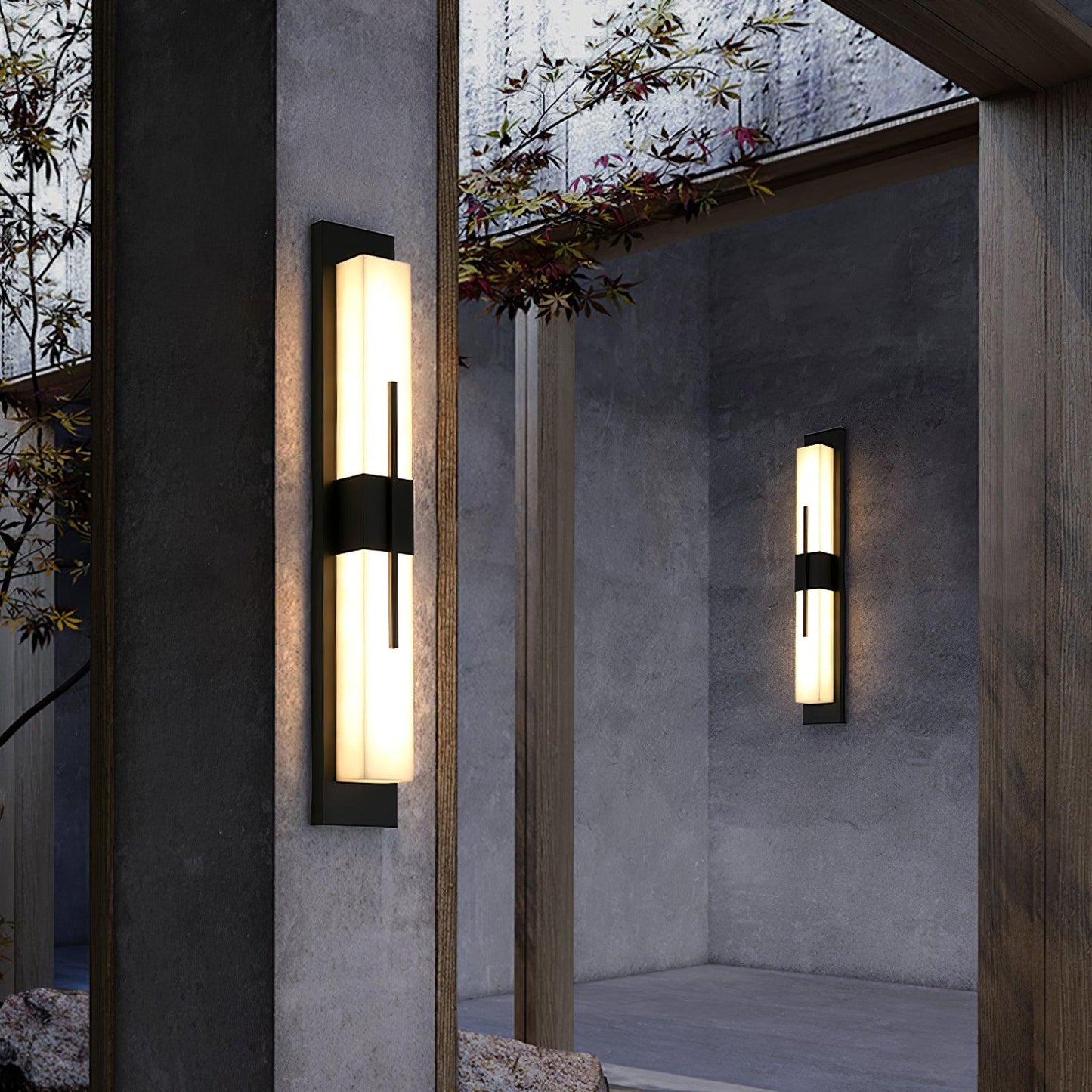 Thalor | Alabaster Contemporary LED Outdoor Wall Light