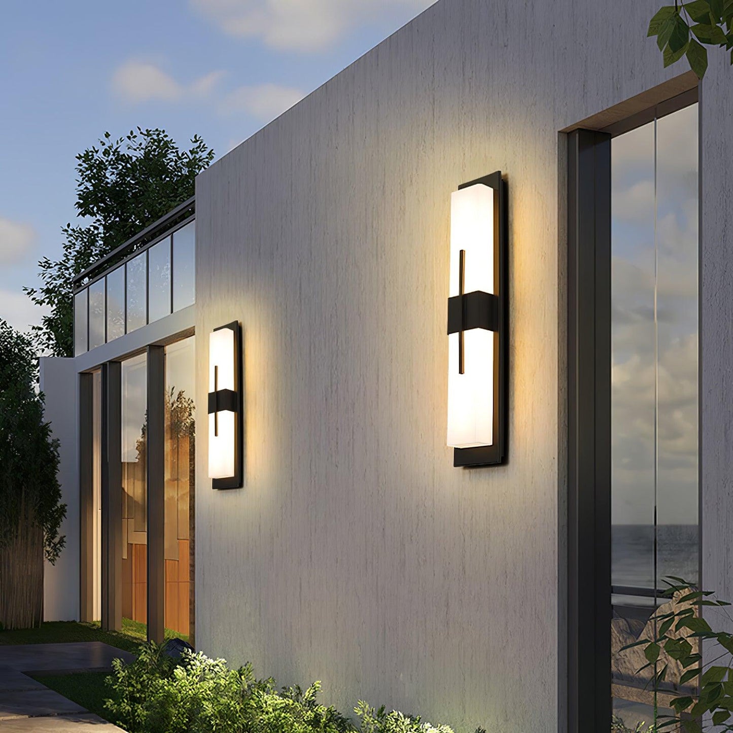 Thalor | Alabaster Contemporary LED Outdoor Wall Light