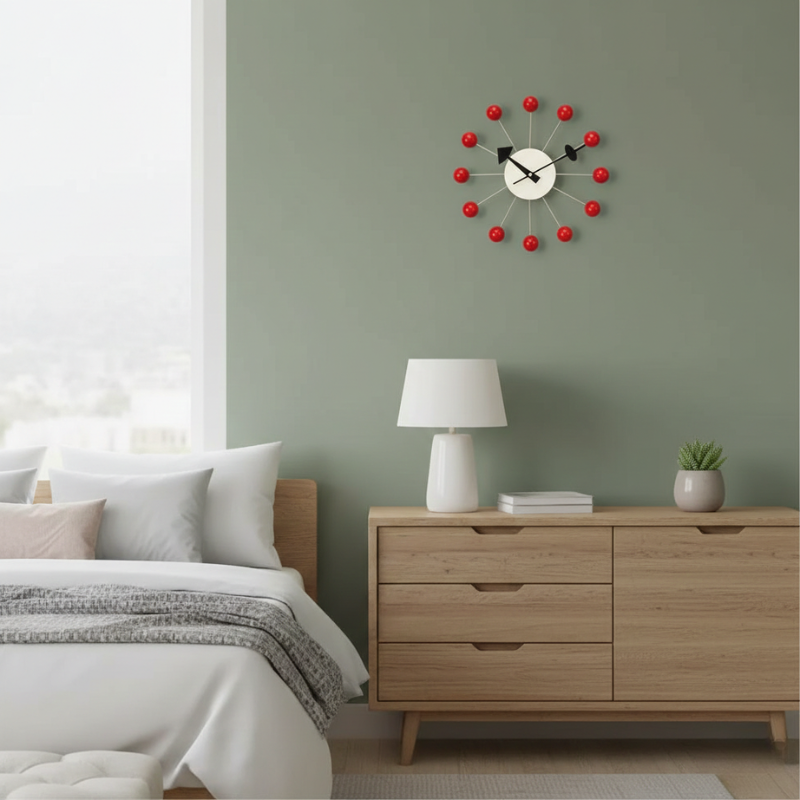 Solenne | Mid-Century Wall Clock with Wood Accent