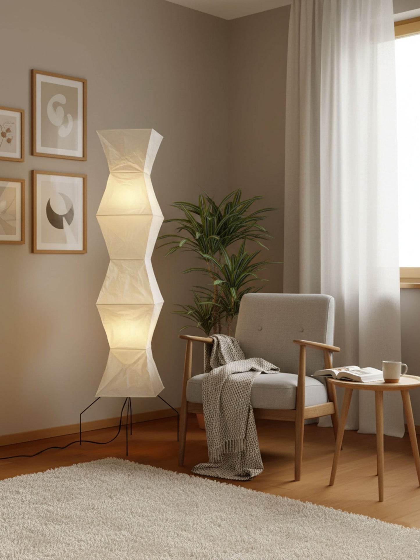 Jaxen | Classic Paper Floor Lamp Lighting for Bedroom or Lounge