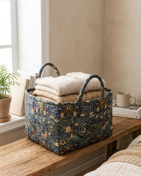 Delicate Floral Canvas Storage Basket - Clover