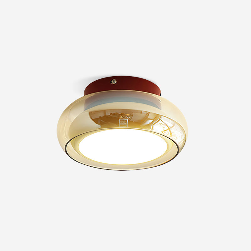 Julia | Indoor Cognac Glass Ceiling Light, Cherry-Red Band