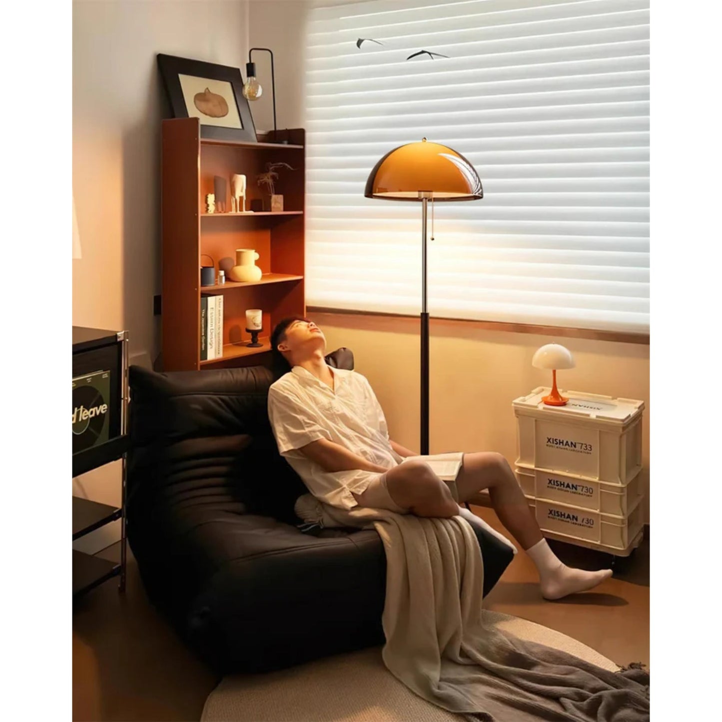 Aura | Luxury Amber Glass Floor Lamp, Switch Control