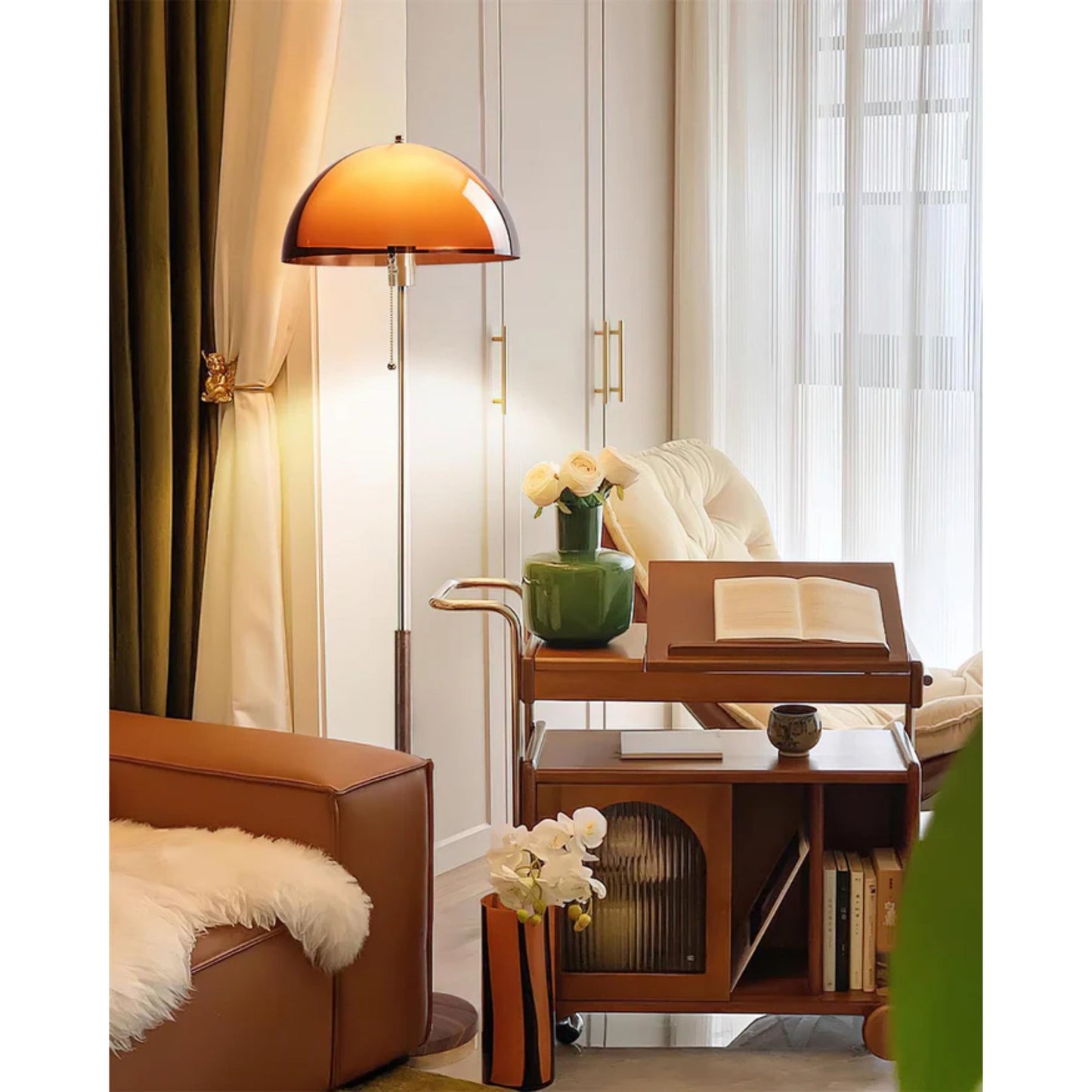 Aura | Luxury Amber Glass Floor Lamp, Switch Control