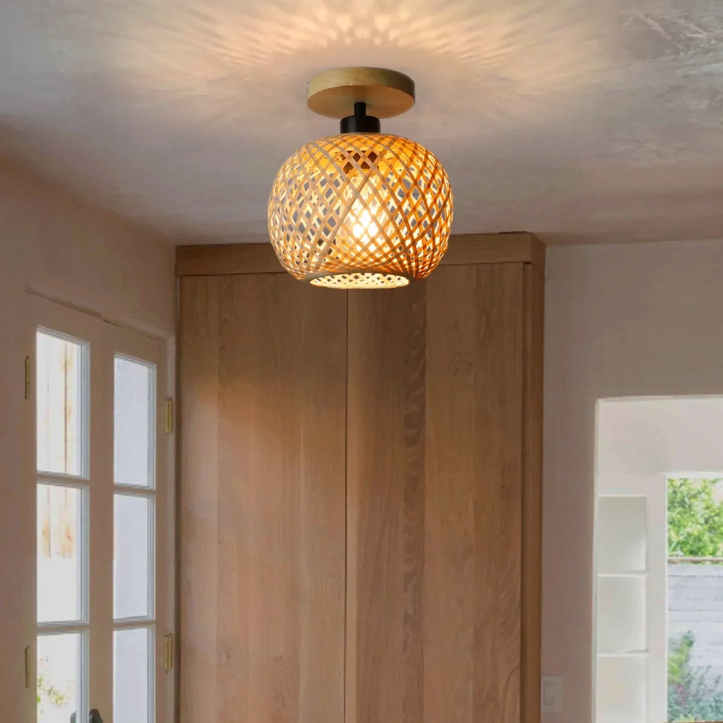 Lucas | Retro Woven Indoor Semi-Flush Ceiling Light