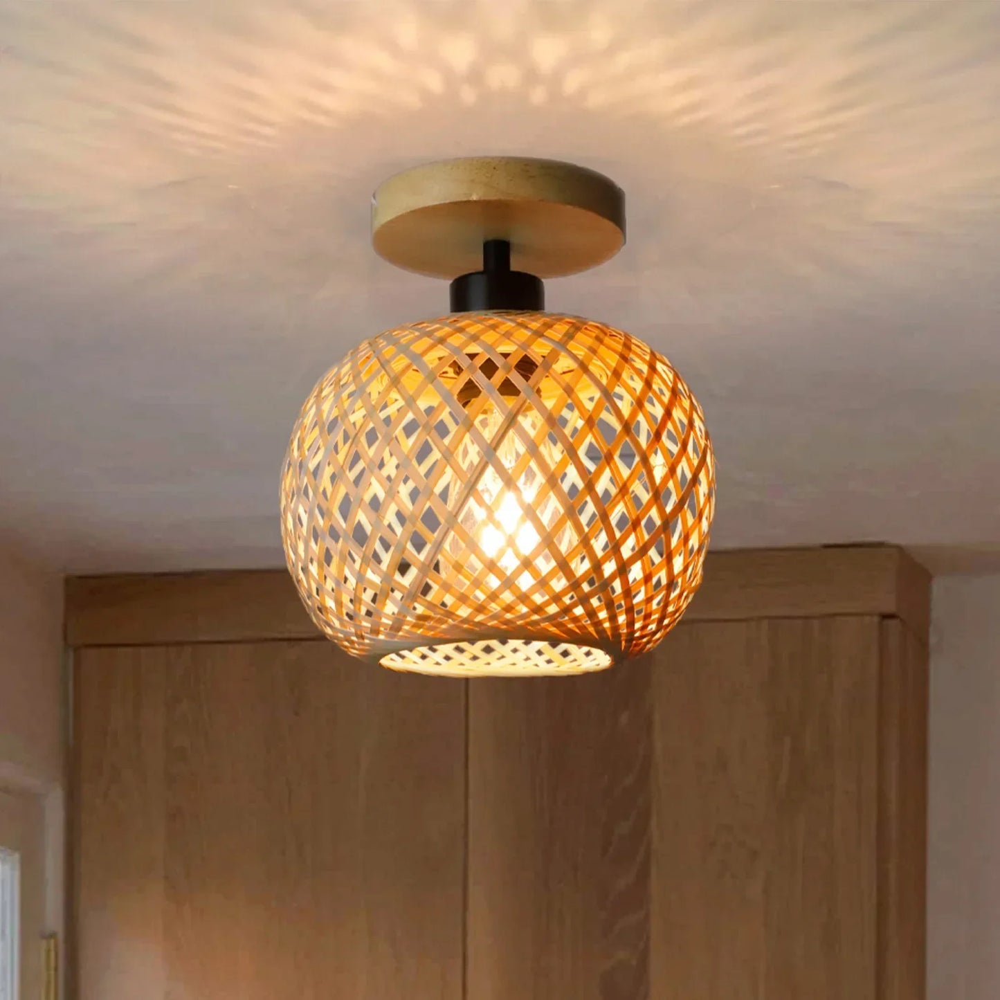 Lucas | Retro Woven Indoor Semi-Flush Ceiling Light