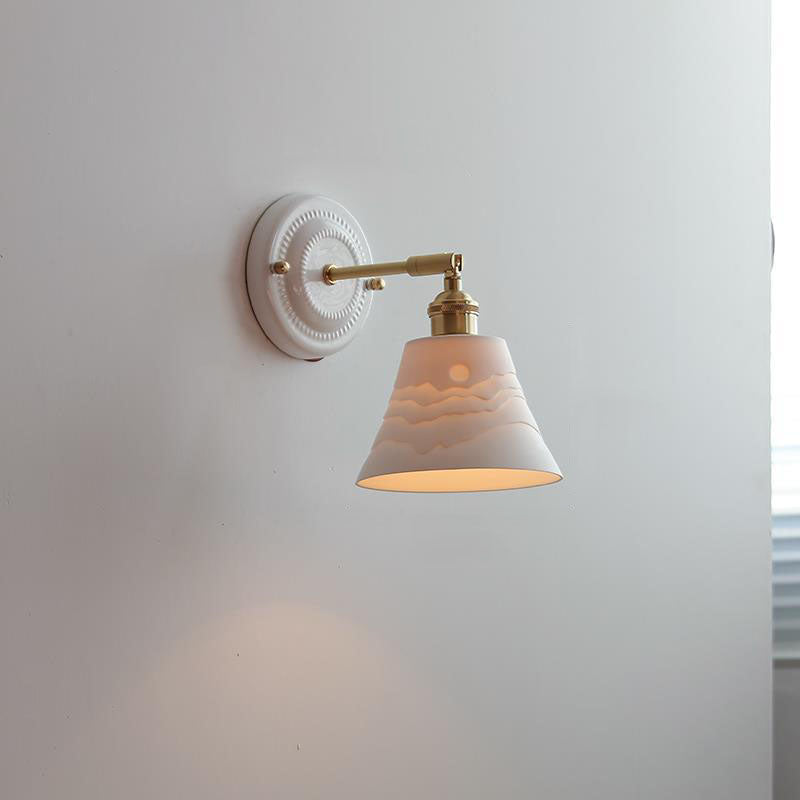 Thalira | Vintage Ceramic Brass Wall Sconce Hardwired for Bedroom & Living Room