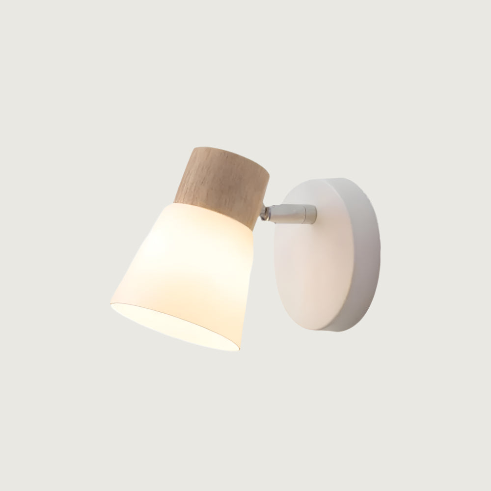 Scandinavian Wall Lamp | Matte Glass and Wood Accent