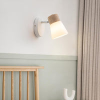 Scandinavian Wall Lamp | Matte Glass and Wood Accent