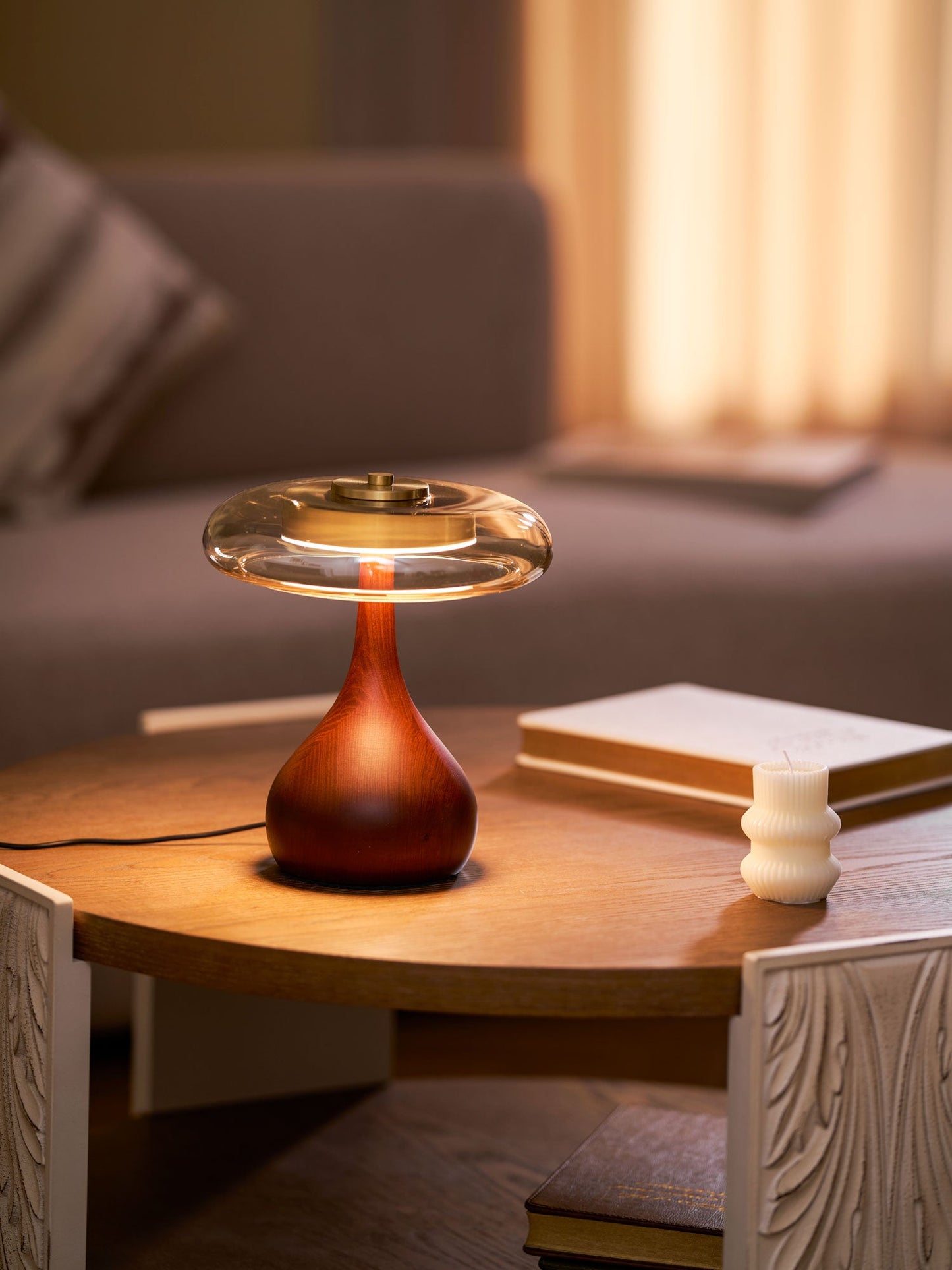 Mistelle | Adjustable Brass Wood LED Cool Light Table Lamp