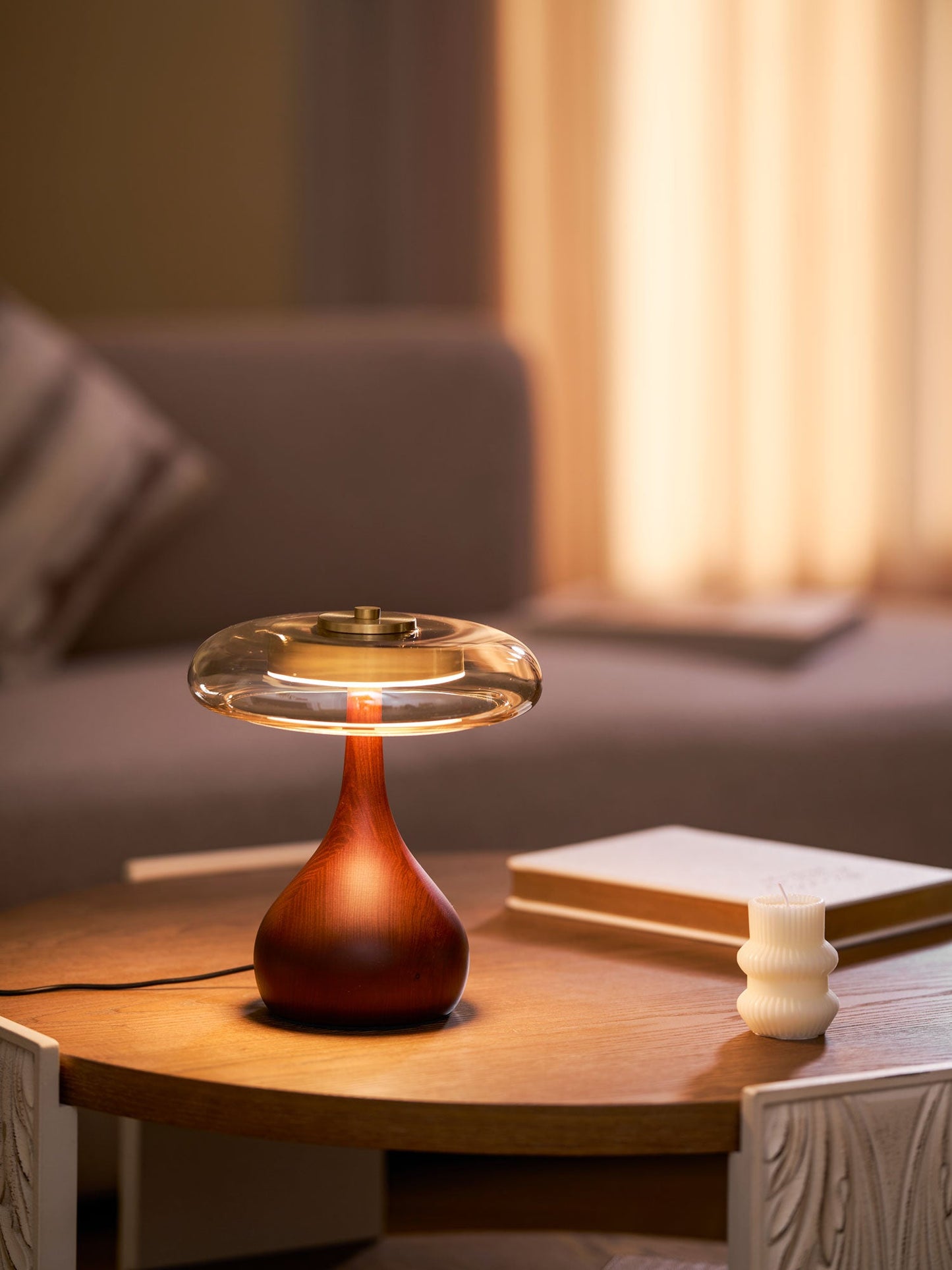 Mistelle | Adjustable Brass Wood LED Cool Light Table Lamp