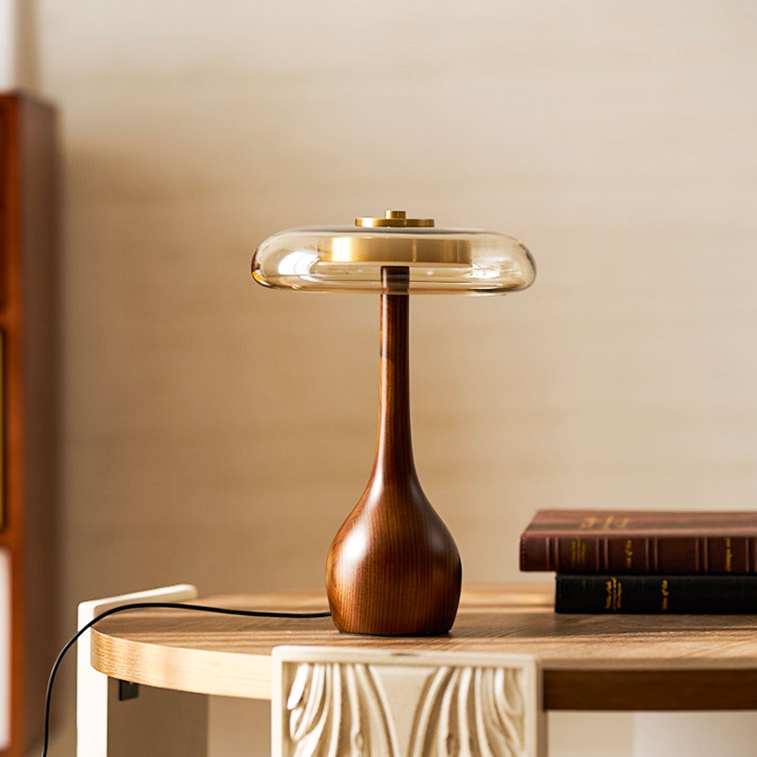 Mistelle | Adjustable Brass Wood LED Cool Light Table Lamp