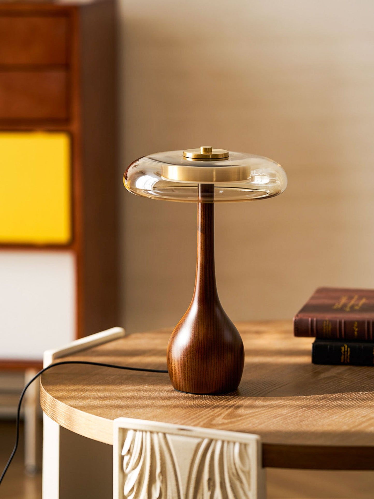 Mistelle | Adjustable Brass Wood LED Cool Light Table Lamp
