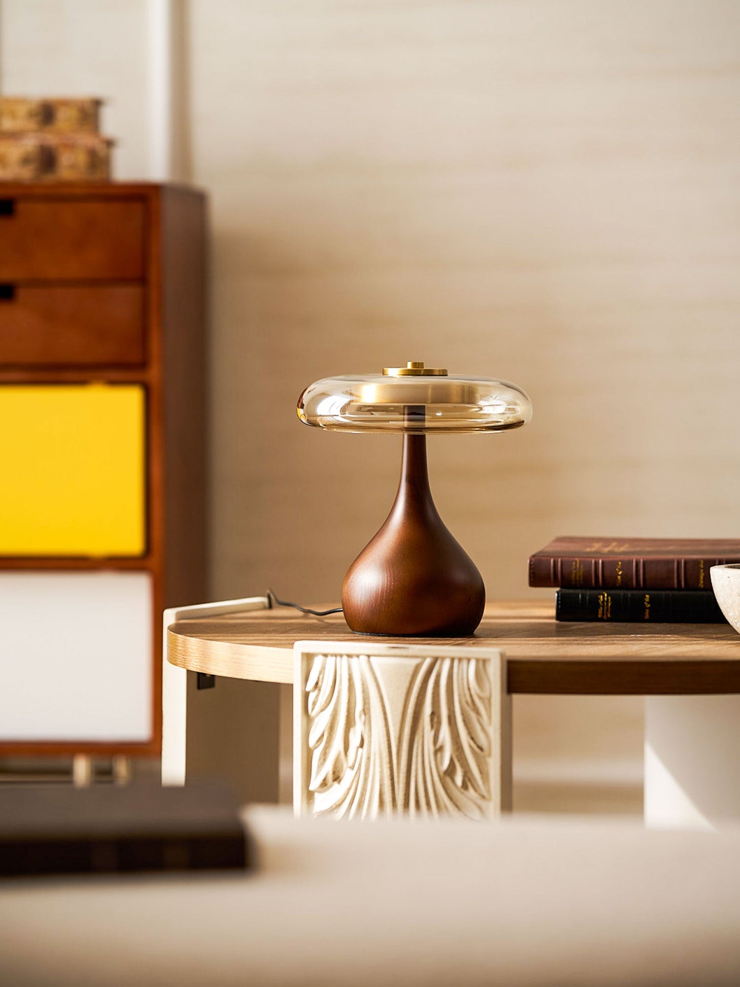 Mistelle | Adjustable Brass Wood LED Cool Light Table Lamp