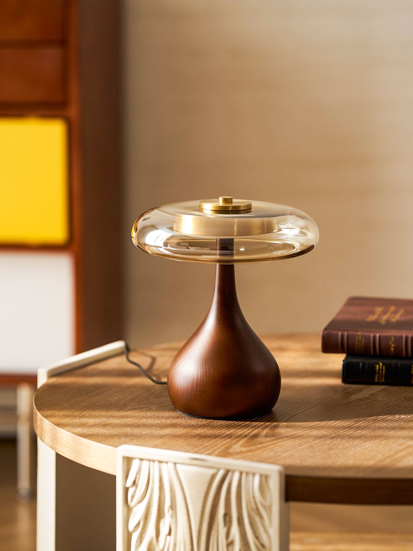 Mistelle | Adjustable Brass Wood LED Cool Light Table Lamp
