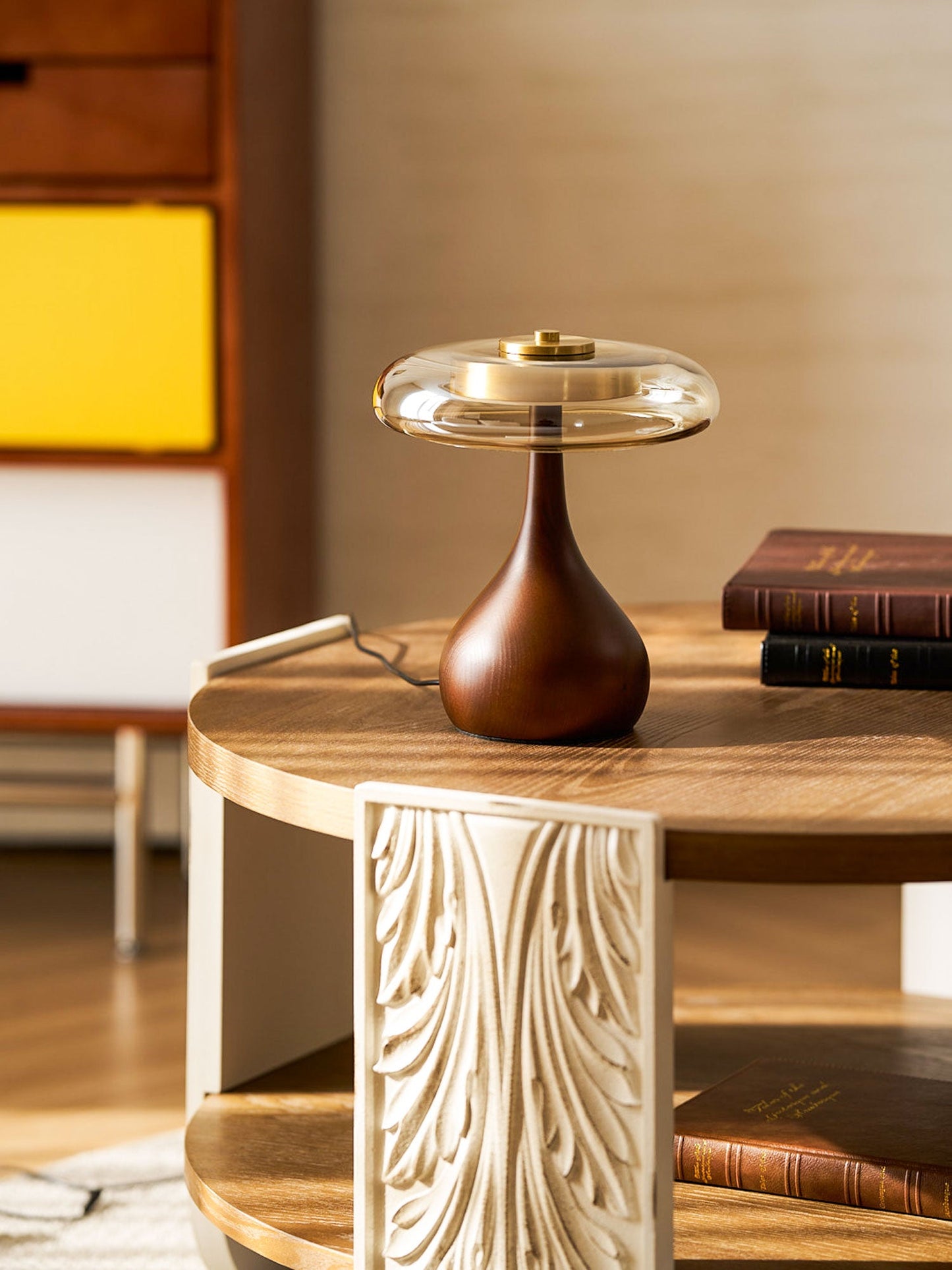 Mistelle | Adjustable Brass Wood LED Cool Light Table Lamp