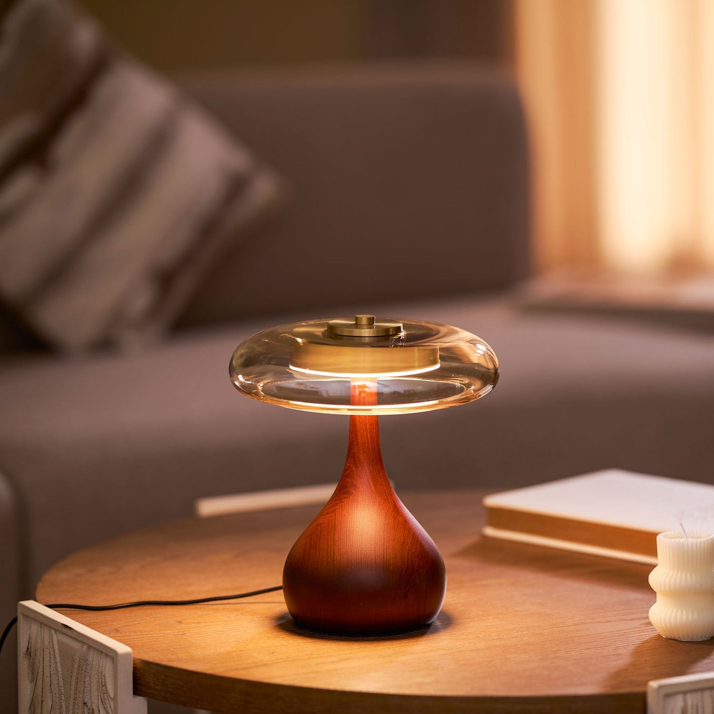 Mistelle | Adjustable Brass Wood LED Cool Light Table Lamp