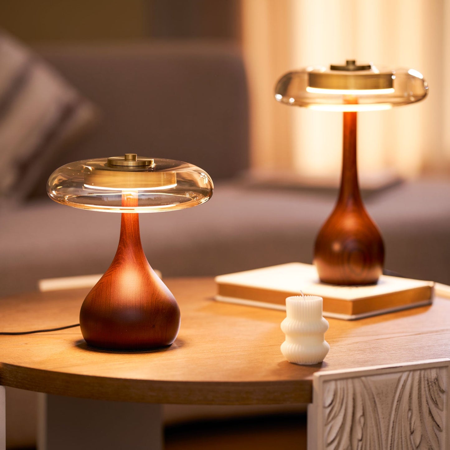 Mistelle | Adjustable Brass Wood LED Cool Light Table Lamp