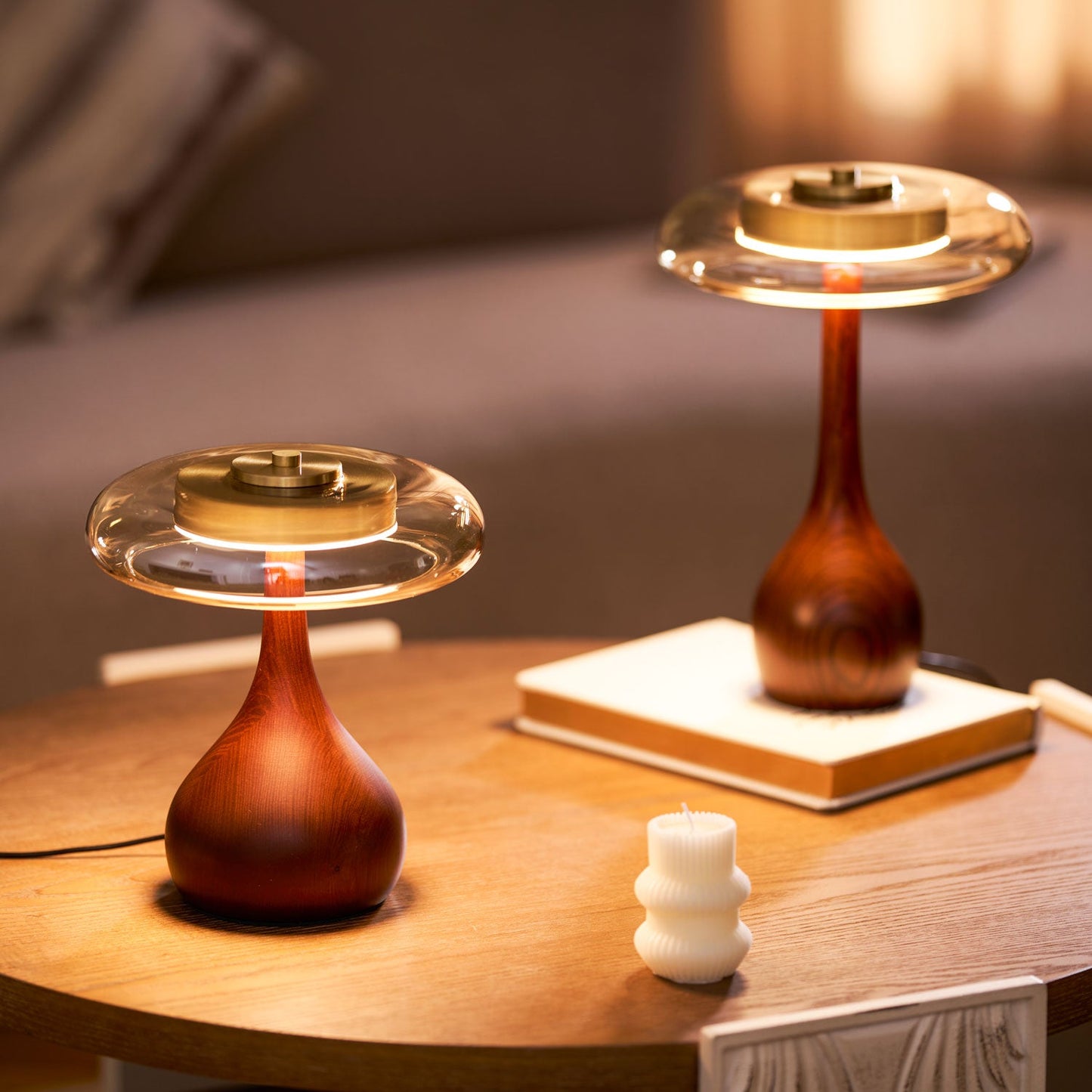 Mistelle | Adjustable Brass Wood LED Cool Light Table Lamp