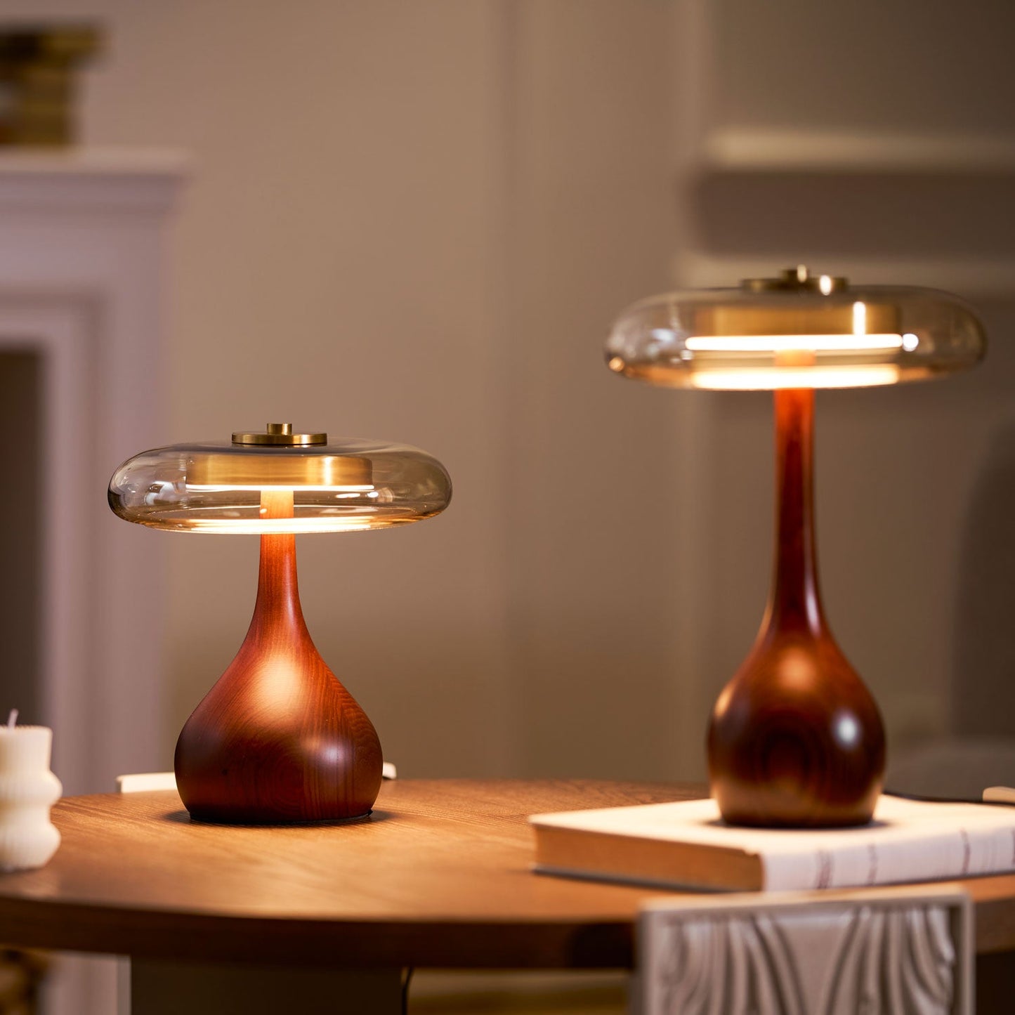 Mistelle | Adjustable Brass Wood LED Cool Light Table Lamp