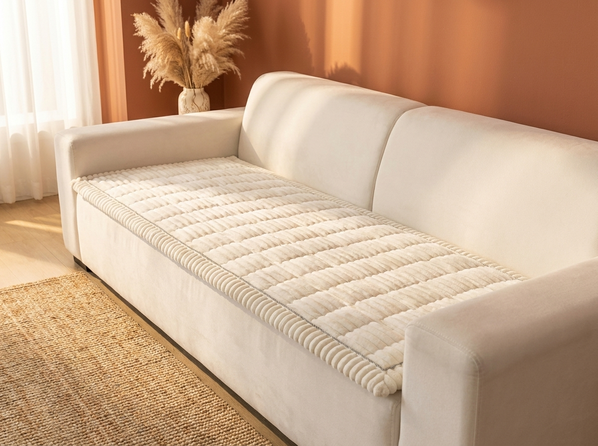 Plush Flannel Sofa Cover with Pleated Edges - Pet-Friendly