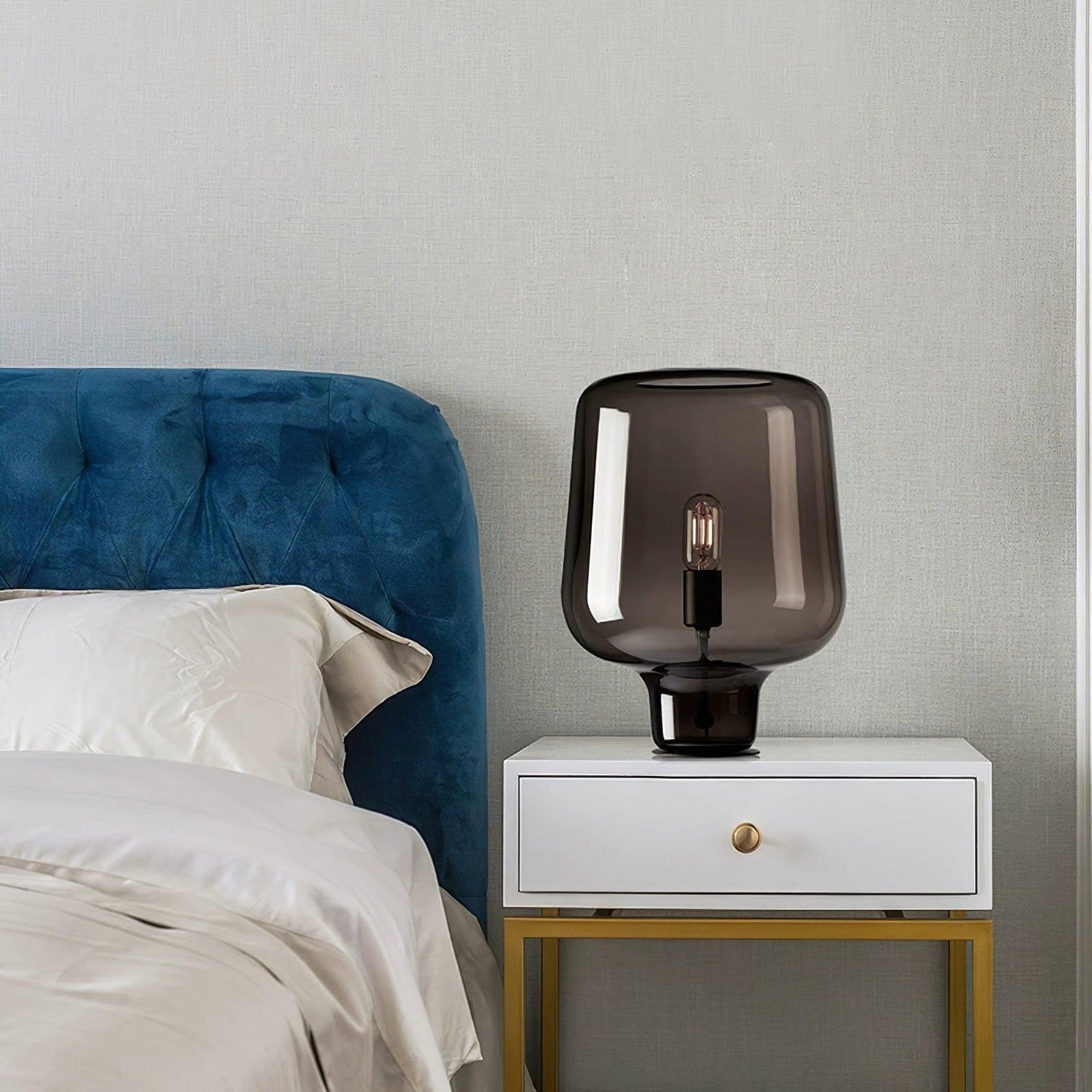 Arlo | Table Lamp Glass Smoke Grey Ambient Light for Bedroom Decor
