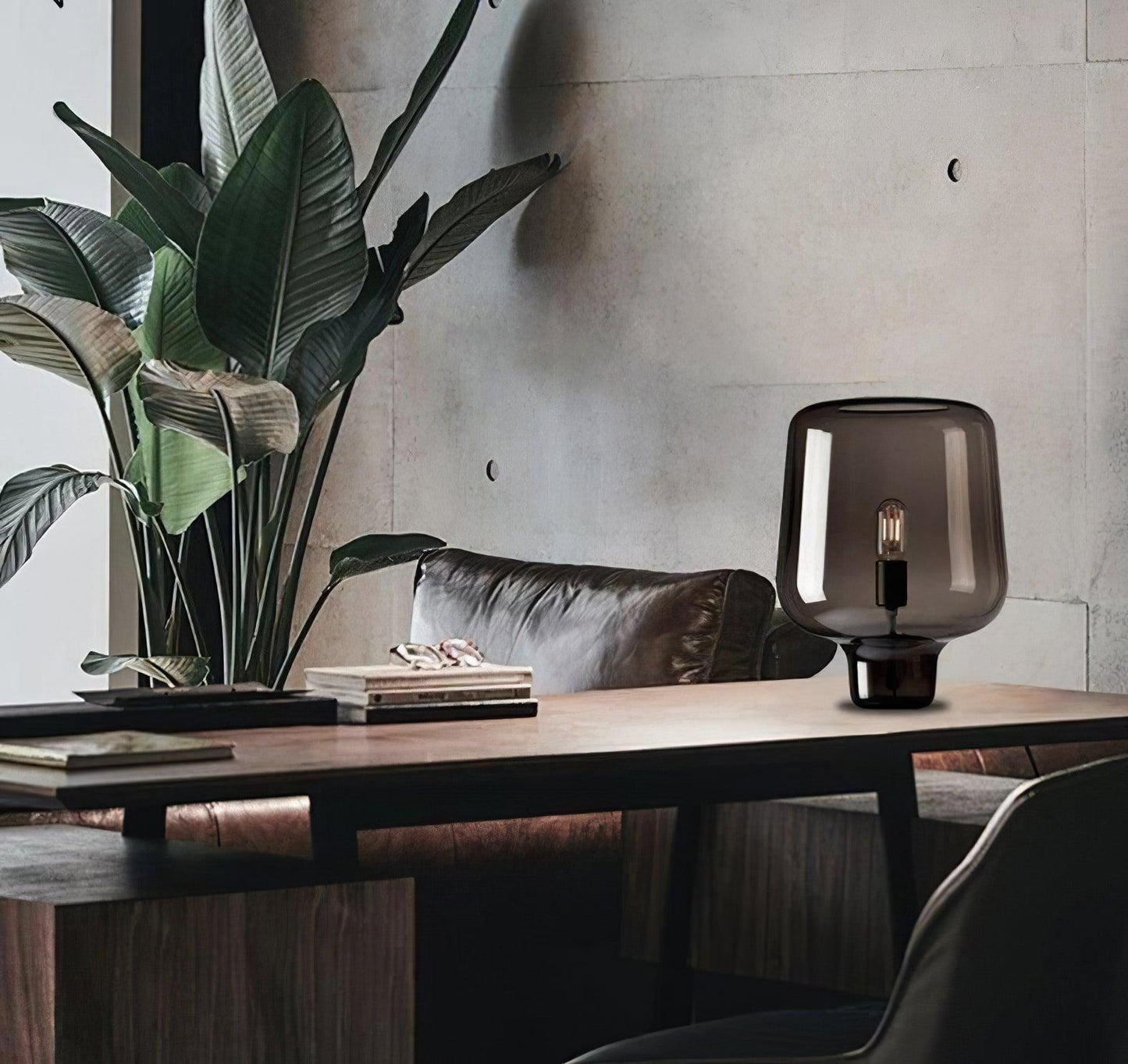 Arlo | Table Lamp Glass Smoke Grey Ambient Light for Bedroom Decor