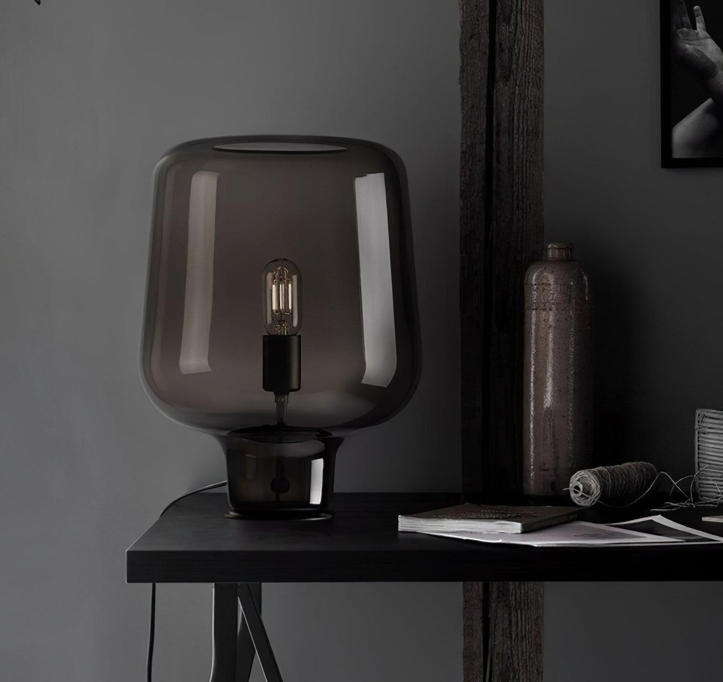 Arlo | Table Lamp Glass Smoke Grey Ambient Light for Bedroom Decor