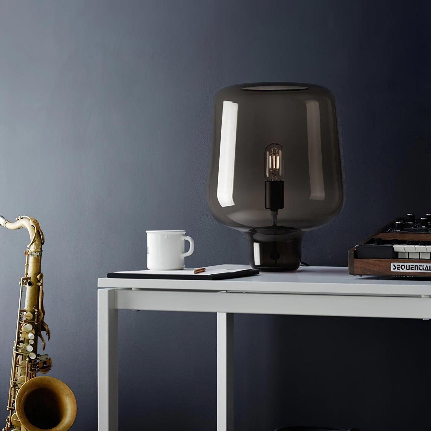 Arlo | Table Lamp Glass Smoke Grey Ambient Light for Bedroom Decor