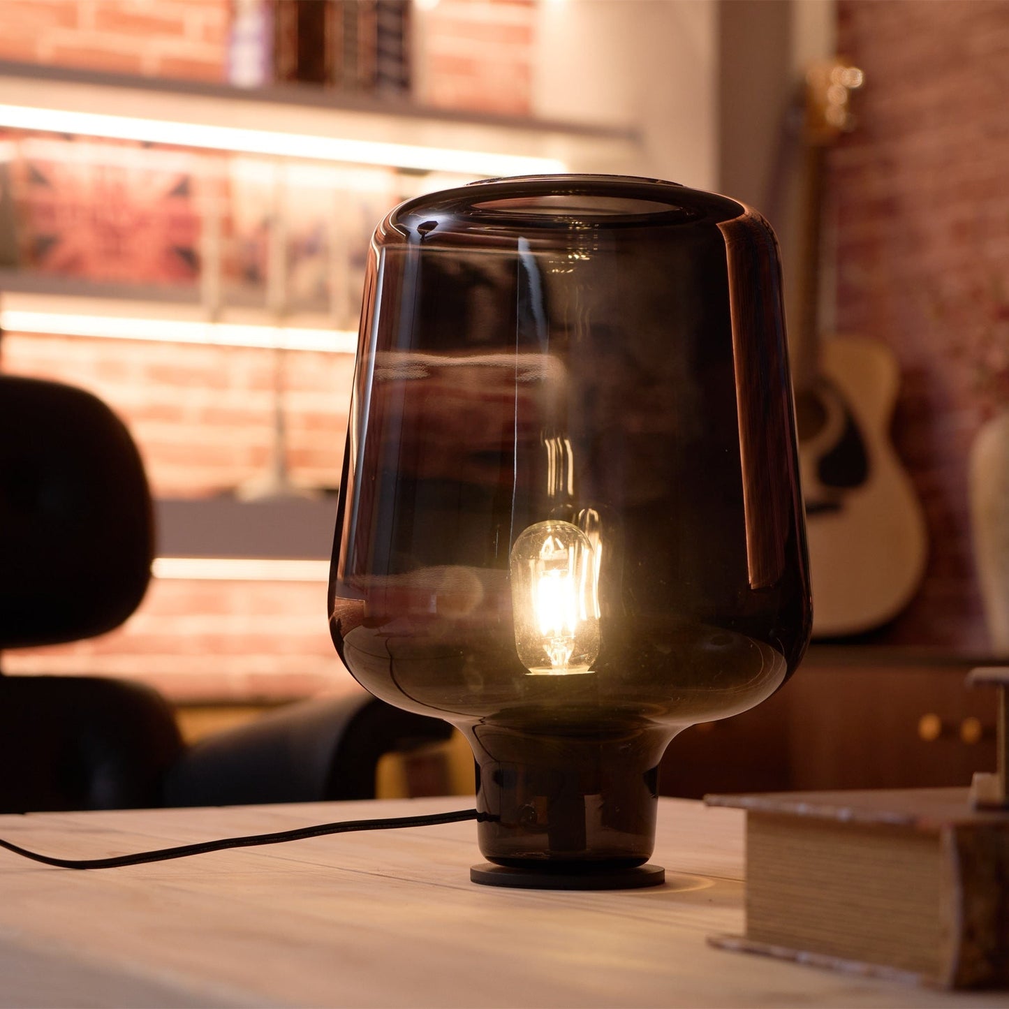 Arlo | Table Lamp Glass Smoke Grey Ambient Light for Bedroom Decor