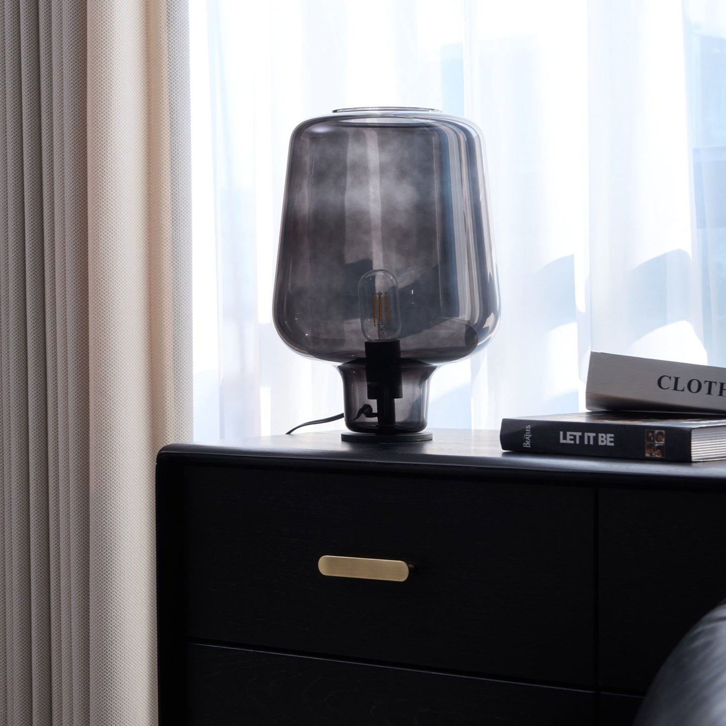 Arlo | Table Lamp Glass Smoke Grey Ambient Light for Bedroom Decor