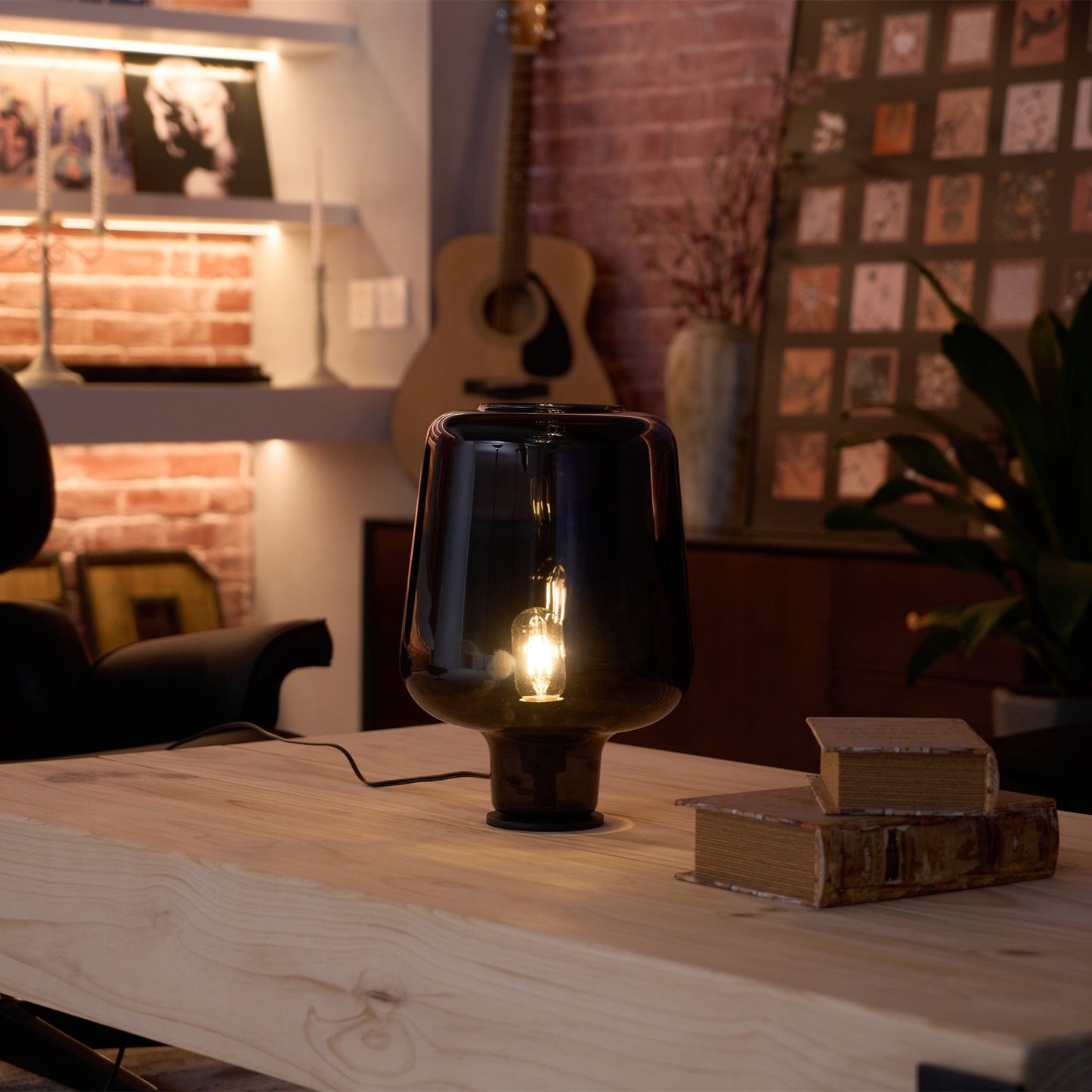 Arlo | Table Lamp Glass Smoke Grey Ambient Light for Bedroom Decor