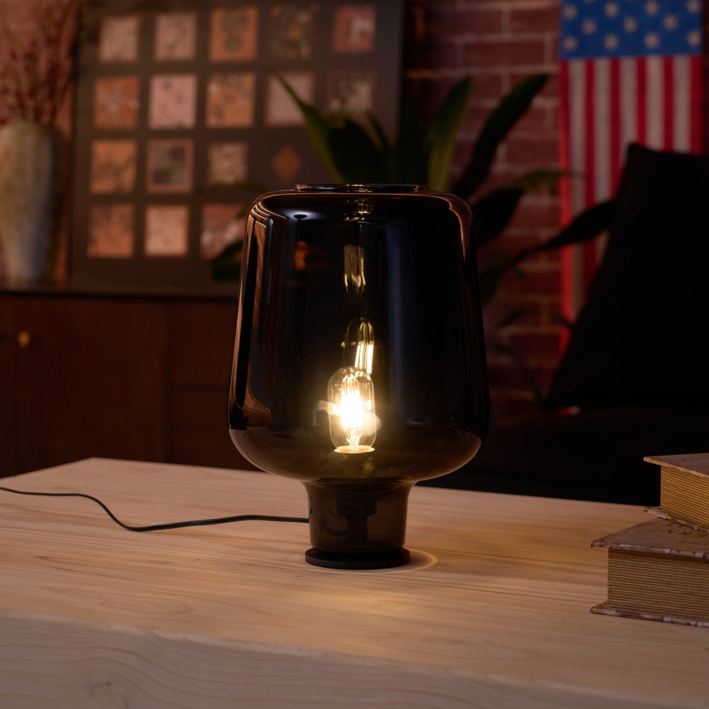 Arlo | Table Lamp Glass Smoke Grey Ambient Light for Bedroom Decor
