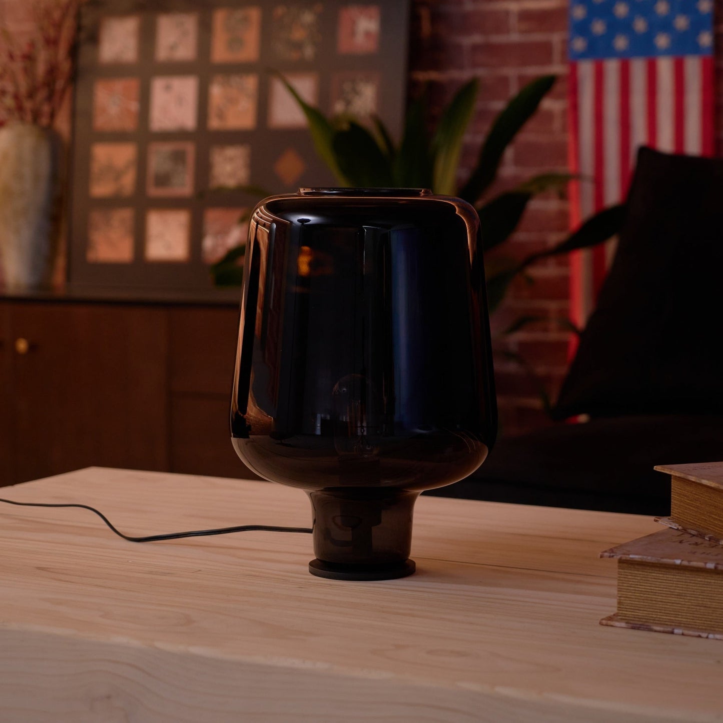 Arlo | Table Lamp Glass Smoke Grey Ambient Light for Bedroom Decor
