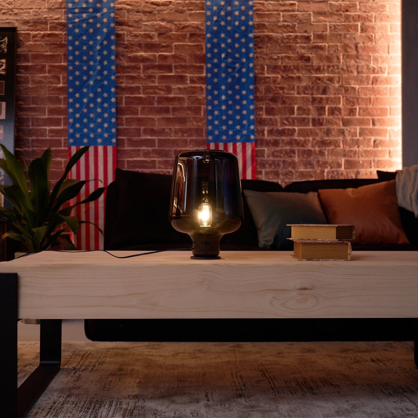 Arlo | Table Lamp Glass Smoke Grey Ambient Light for Bedroom Decor