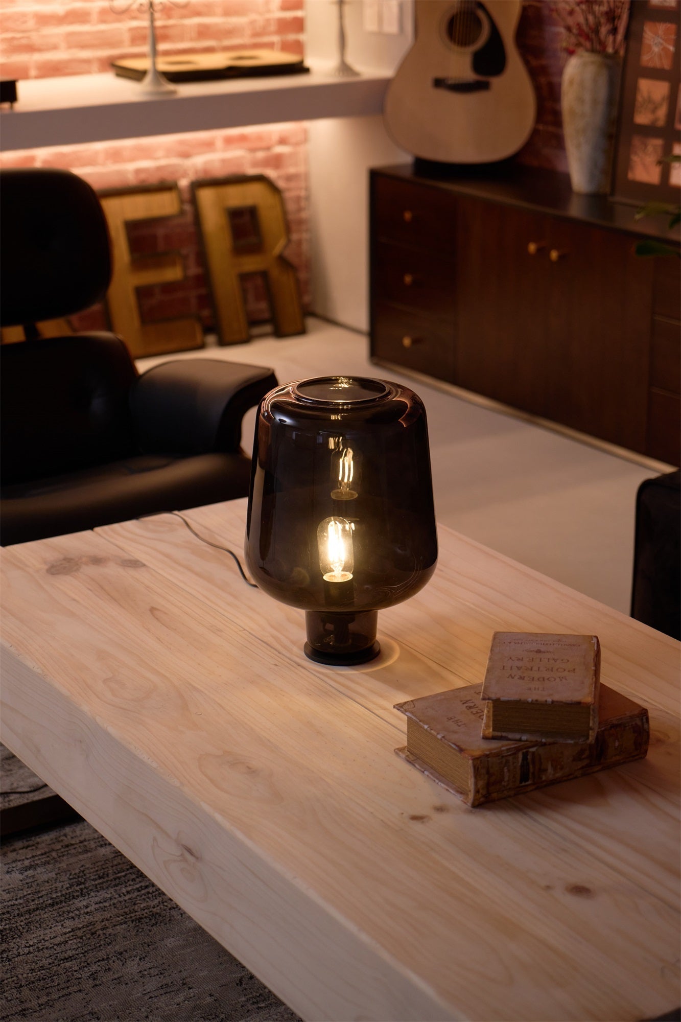 Arlo | Table Lamp Glass Smoke Grey Ambient Light for Bedroom Decor