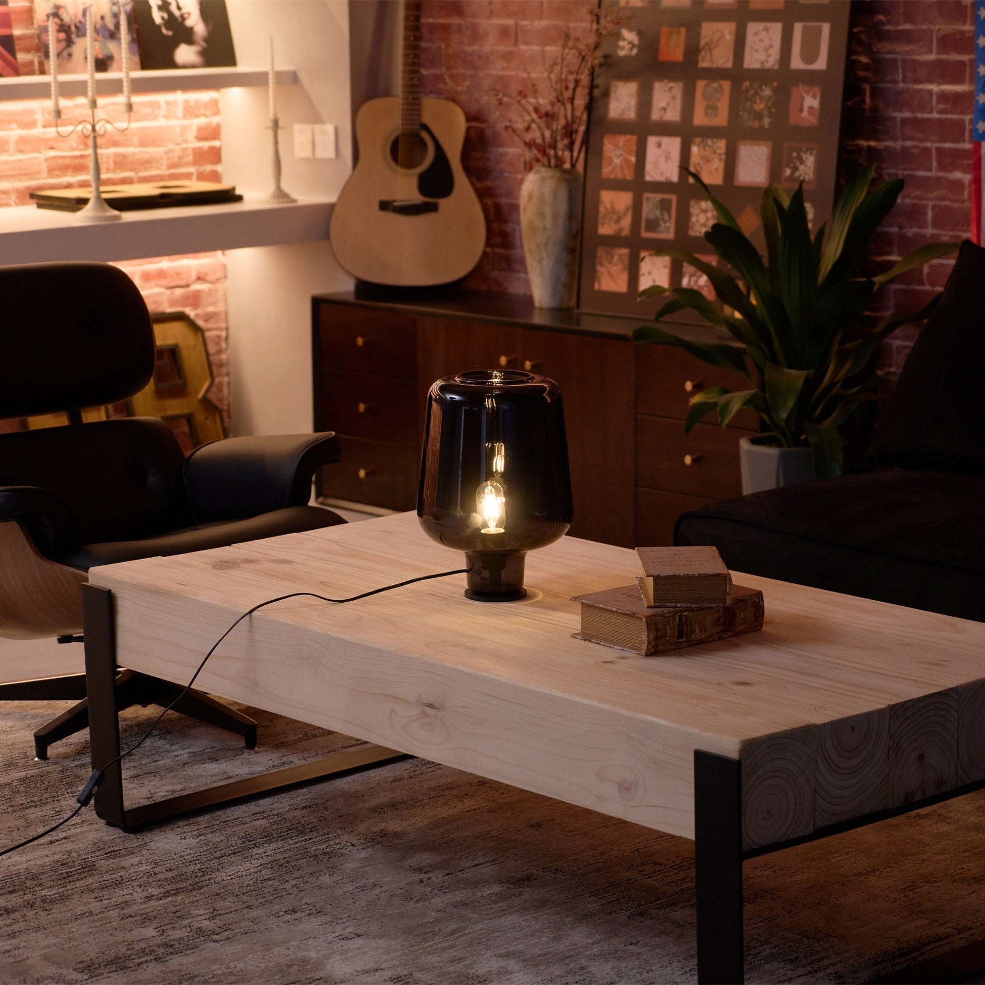 Arlo | Table Lamp Glass Smoke Grey Ambient Light for Bedroom Decor