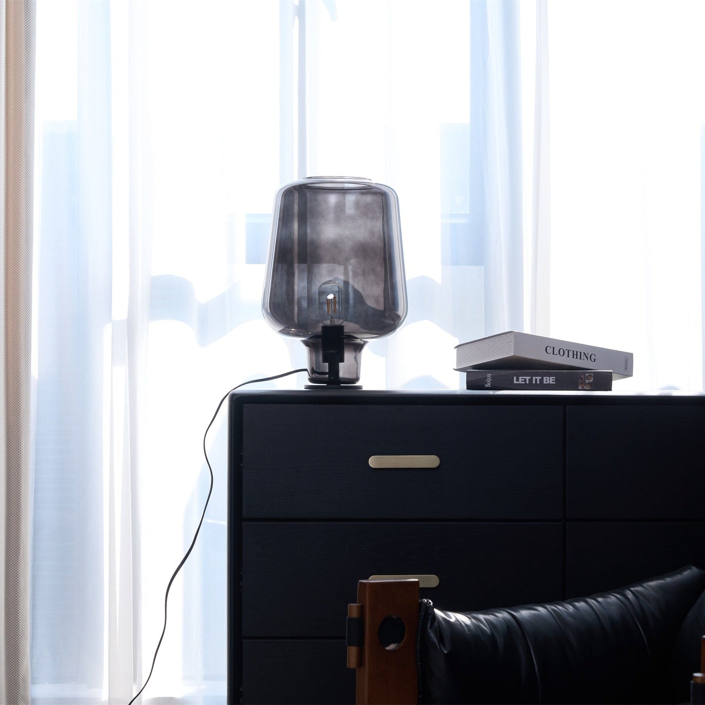 Arlo | Table Lamp Glass Smoke Grey Ambient Light for Bedroom Decor
