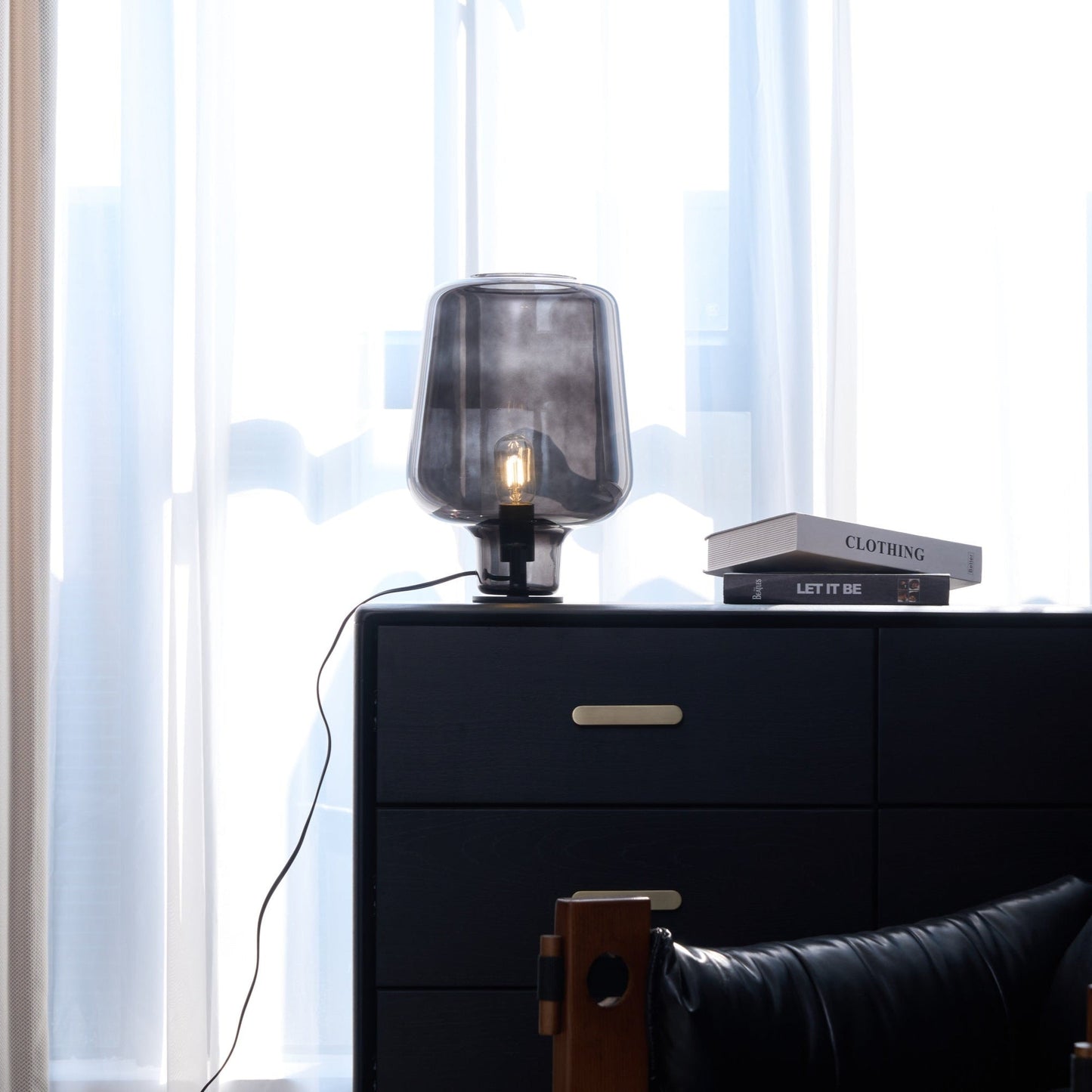 Arlo | Table Lamp Glass Smoke Grey Ambient Light for Bedroom Decor
