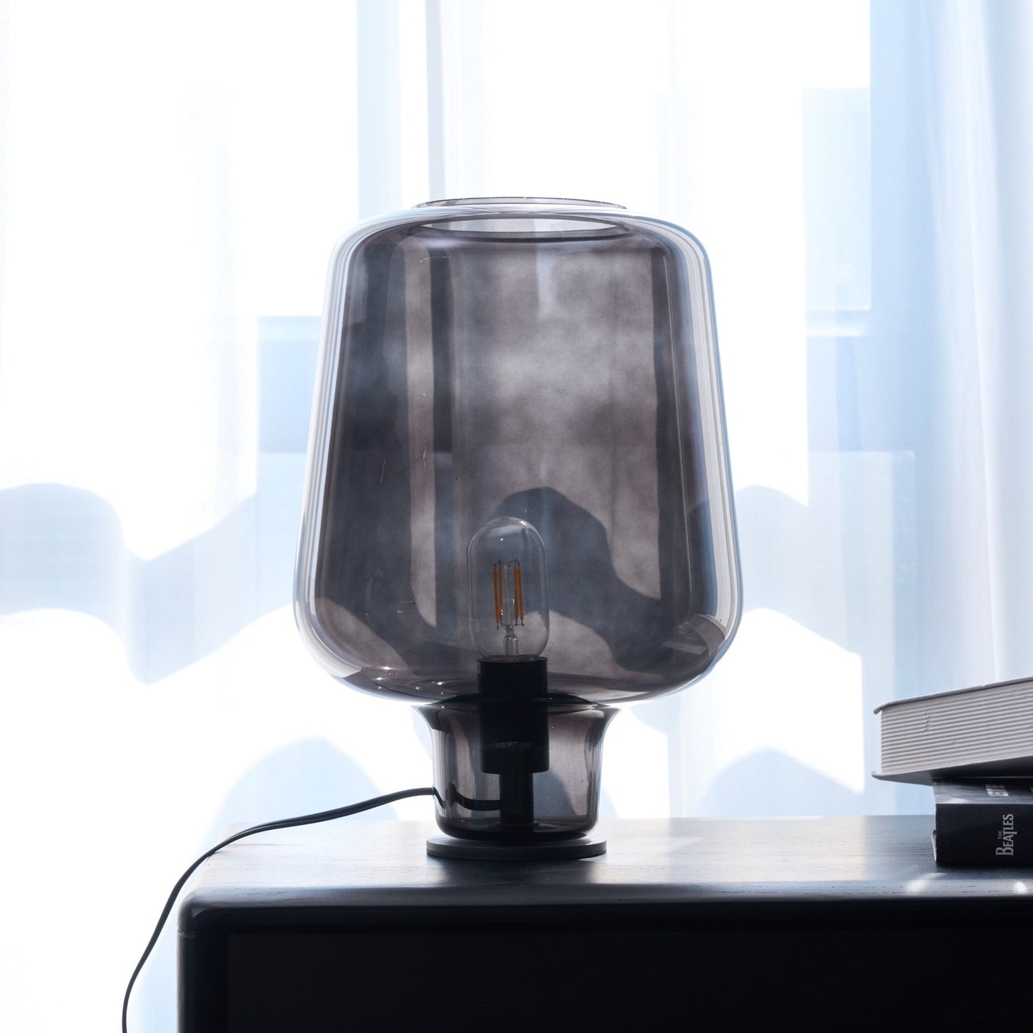 Arlo | Table Lamp Glass Smoke Grey Ambient Light for Bedroom Decor