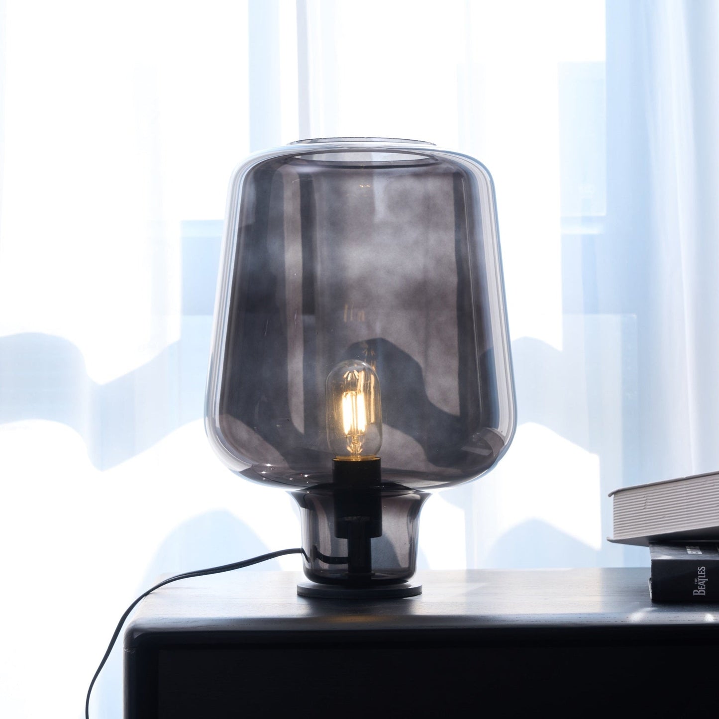 Arlo | Table Lamp Glass Smoke Grey Ambient Light for Bedroom Decor