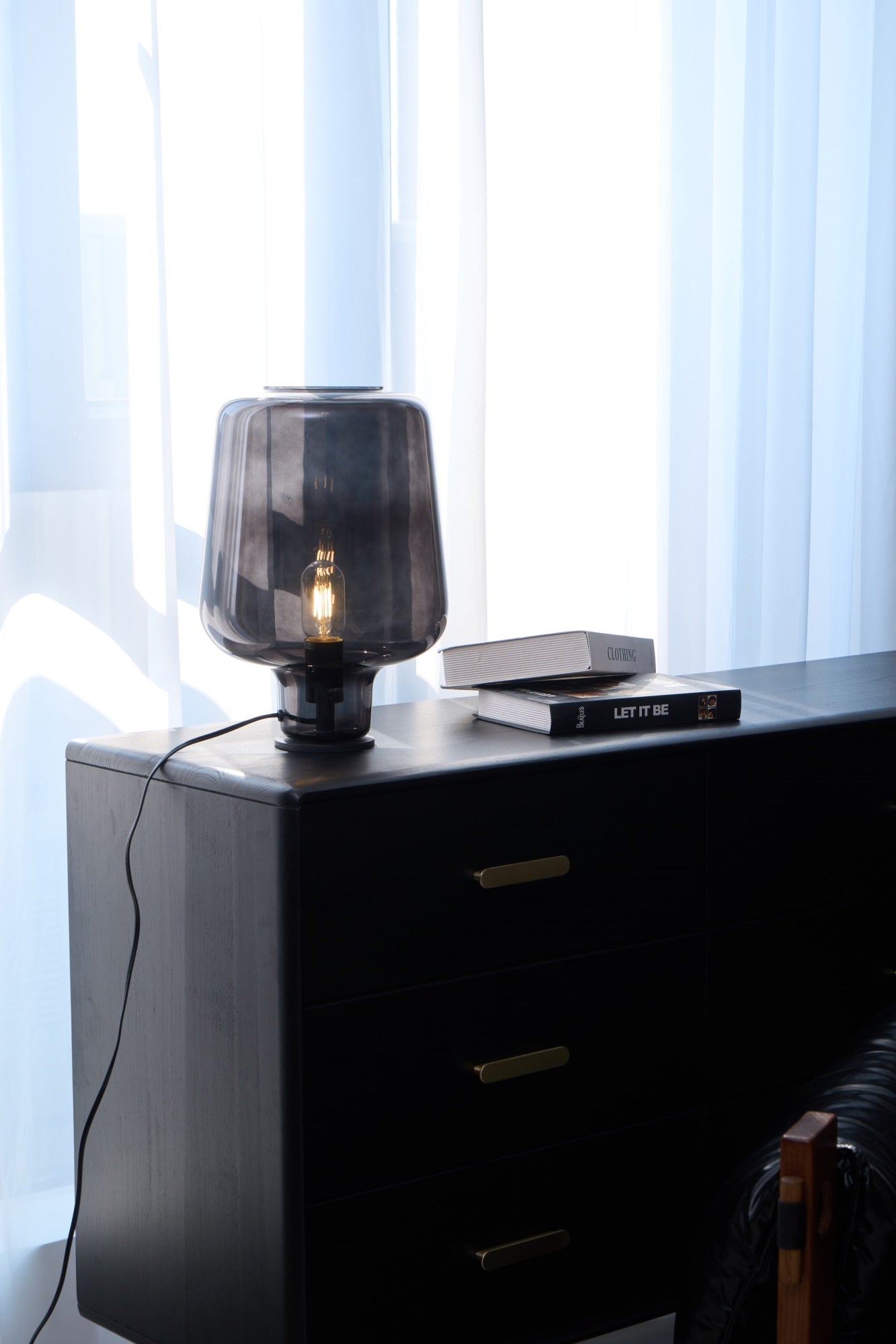 Arlo | Table Lamp Glass Smoke Grey Ambient Light for Bedroom Decor