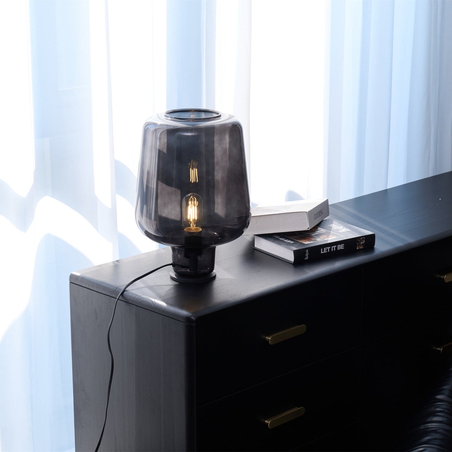 Arlo | Table Lamp Glass Smoke Grey Ambient Light for Bedroom Decor