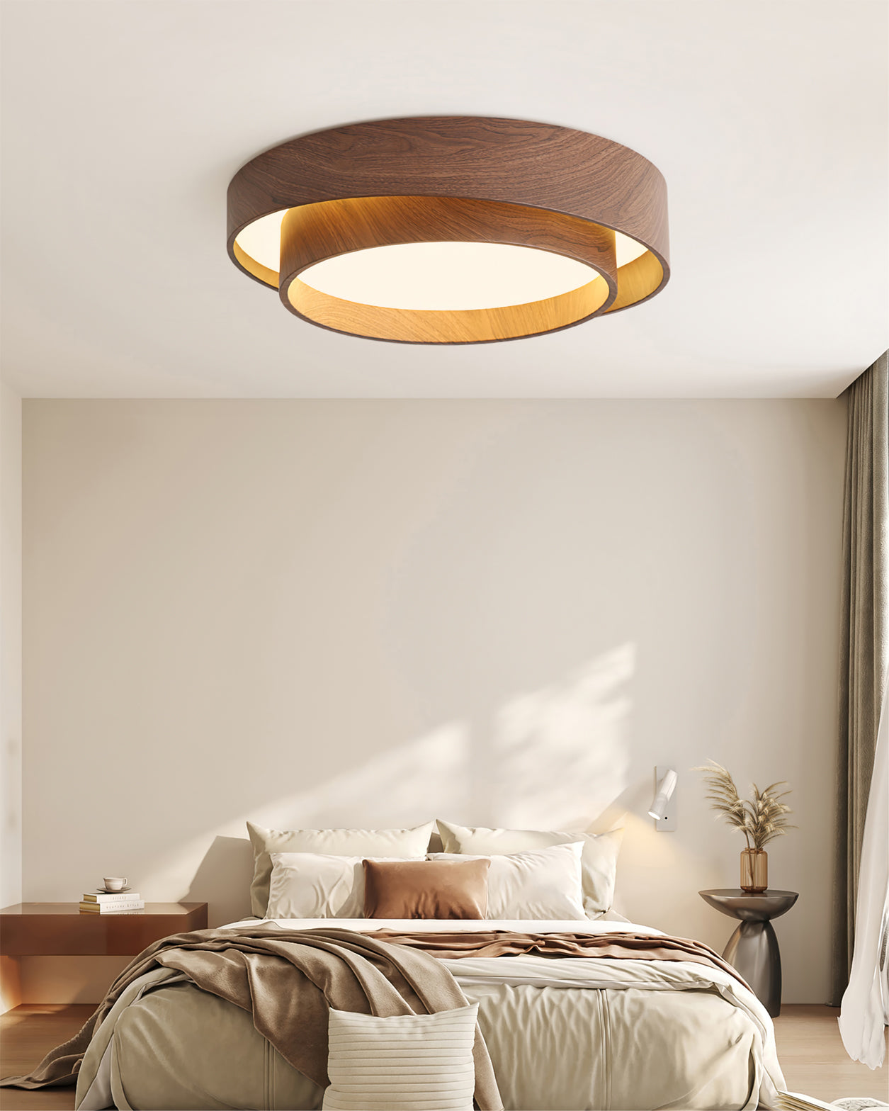 Zentro | LED Round Wood Flush Mount Ceiling Light